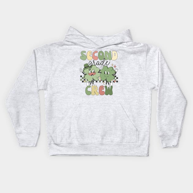 Retro 2nd Grade Teacher St Patricks Day Teaching Squad Kids Hoodie by luxembourgertreatable